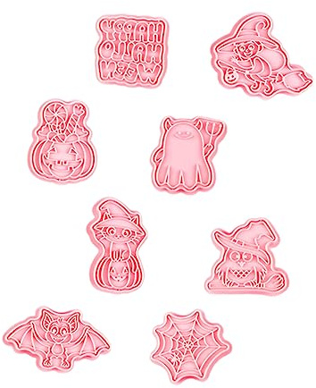 MAGICLULU 1 Juego Cortadores de galletas de Halloween cortapastas halloween cortadores galletas halloween calabaza dulce azúcar sarten parrilla sello de galleta sello fondant páginas rosa