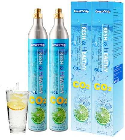 60 Litre Spare Gas Cylinder (SCREW IN) Water Carbonator CO2 Cylinder Compatible with Carbonated Water Machine, 2 cylidners