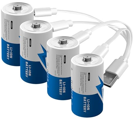 CR123A Rechargeable Batteries 4 Pack, 3V 123a Lithium Batteries with Charger, CR17345 Battery Compatible with Arlo Cameras VMC3030 VMK3200 VMS3330 3430 3530, Flashlight Microphone