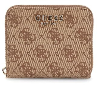 GUESS Laurel II SLG Small Zip Around Wallet Latte Logo