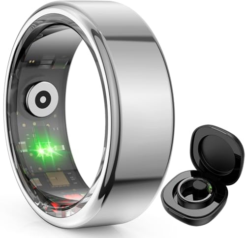 findtime Smart Ring Fitnessring Android iOS Schrittzähler Smartringe für Herren Smartringe für Damen Gold Silber Fitness Ring Pulsmesser Sleep Tracker Aktivitätstracker Smartring Fitness Tracker Ring