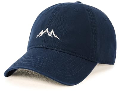 FURTALK Baseball Caps Mens Mountain Embroidery Dad Hat Unstructured Soft Vintage Washed Cotton Outdoor Baseball Cap, Navy, M