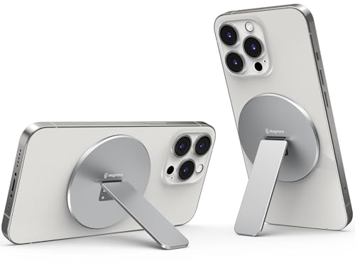Magtame Magnet Smartphone Griff, Halter mit Kickstand, 3 in 1 Metall Halter für Hand, kompatibel mit i-Phone 12/13/14/15/16 Serie, Silber