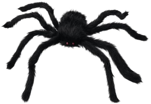 PcvGef Spinne Halloween Groß, 75cm Schwarze Riesen Spinne, Spinnen Halloween Dekoration Outdoor, Gruselige Deko Spinne Für Halloween Party, Schule, Zuhause, Realistische Riesenspinne