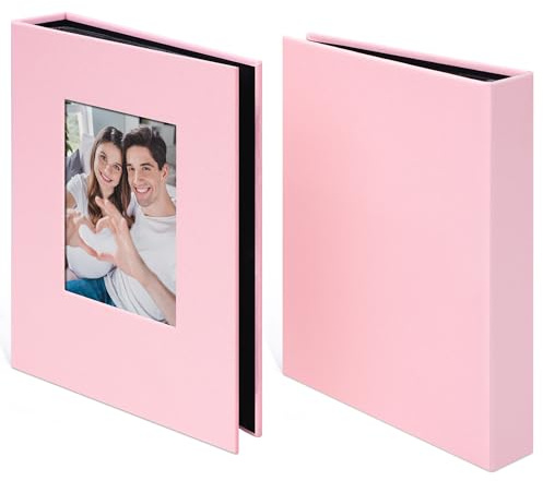 Fotoalbum 10x15 mit 24 Fotos, 2er-Set Einsteckalbum mit Leinen Cover und Sichtfenster, Mini Bilderalbum für Hochzeit, Reise, Baby Erinnerungen und persönliche Geschenke, Blau