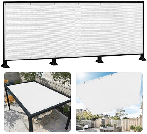 Vela Ombreggiante 410 x 490 cm Rettangolare 98% Anti-Uv Vela Tela Ombreggiante Protezione Solare Antivento con Fune per Giardino/Pergola/Serra/Balcone/Cortile, Bianco