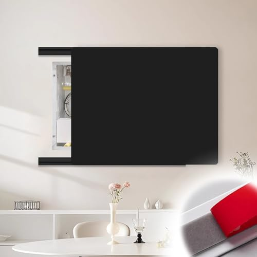 Vibeo Cache Compteur Electrique Cache-disjoncteur Autocollant avec Porte Coulissante, Cache-Panneau Électrique Ultra-Fin, Cache-boîte de Distribution Décoratif(Black,16x12in/40x30cm)