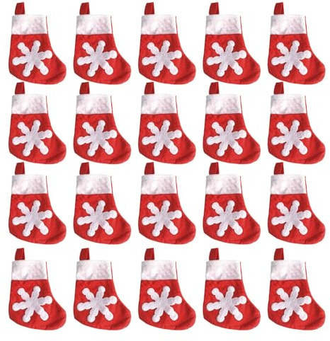 YAUOIPI 20pcs Christmas Table Decoration, Christmas Cutlery Silverware Holders Pockets Xmas Decorations, Xmas Dinner Table Decoration Socks Knifes Forks Bag, for Dinner Party Xmas Table Decor (Red)