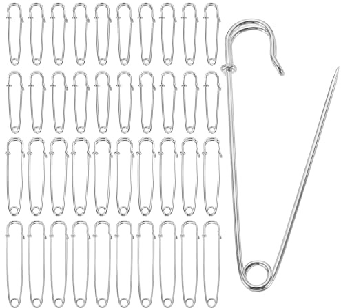 40 Stück Sicherheitsnadeln Groß, Safety Pins, Sicherheitsnadel, 50/75/100 MM, Sicher und Stabil, Geeignet für Decken, Kleidung, Schmuck und Kunsthandwerk (Silber)