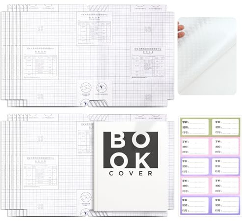 10 Stück Transparente Buchumschläge 30x43 cm – Wiederverwendbare Buchhüllen & Schutzhüllen für Bücher, Notizbücher und Dokumente, Buchfolie Selbstklebend Transparent – Klar, Robust