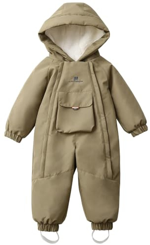 SXSHUN Mono de nieve infantil para niña, traje de esquí para niños, traje de nieve con capucha, verde, 98