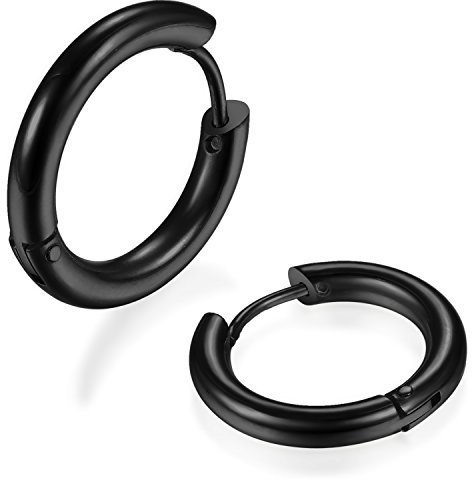 JewelryWe Schmuck Herren Damen Creolen Ohrringe, Edelstahl hochglanz poliert Klappcreolen Huggie Ohrstecker Ohrhänger Ohrschmuck Ohrklemmen, Gold - Durchmesser 18~24mm