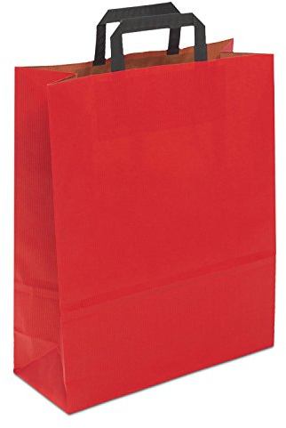 Papiertasche edel & stabil | 250 Stück rot 22+11x36 cm | Qualität aus deutscher Produktion | Tragetasche aus Papier | HUTNER
