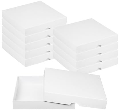Natürlich verpacken Faltschachtel 15,5 x 15,5 x 2,5 cm,Weiß, mit Deckel, Karton - 10er Set