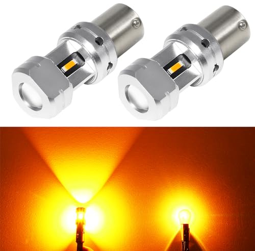 PHINLION 3600 Lumens 1156 7506 Amber LED Turn Signal Light Bulbs Super Bright P21W 1141 2396 7506 LED Bulb for Car Truck Motorcycle RV Blinker Lights, Amber Yellow