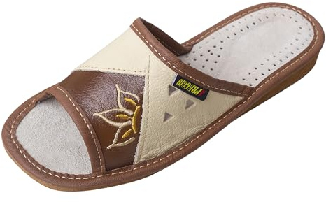APREGGIO - Ciabatte Donna in Pelle – Pantofole da Casa Estive - Suola in Gomma - Antiscivolo - 36/41 EU