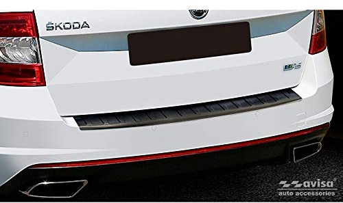 Avisa Edelstahl Heckstoßstangenschutz passgenau | kompatibel mit Skoda Octavia III Kombi RS 2013-2016 & FL 2017-2020 - Schwarz