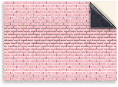 Stick & Go Repositionable Self Adhesive Dolls House Wallpaper 1:12 Scale (1 Sheet) - Pink Metro Tiles - No. 84