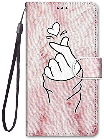 Nodigo für Huawei P Smart 2019/Honor 10 Lite Leder Hülle Magnetisch Kickstand mit Kartenfach 360 Grad Tier Muster Motiv Lustig Design Silikon Hüllen Handyhülle Wallet Tasche Case Mädchen Damen - Liebe