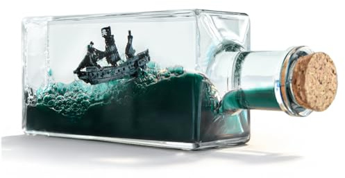 MikaMax Kreuzfahrtschiff Fluid Drift - Unsinkbares Schiff in Flüssigkeitsflasche - Piratenschiff Modell in schwimmender Flasche - Unsinkable Pirate Ship - Kreative Raumdekoration