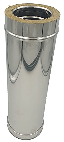 EINSIDE Tuyau double paroi en acier inoxydable AISI 316, longueur 500 mm, cheminée avec isolation en laine de roche - ø 100-150 mm