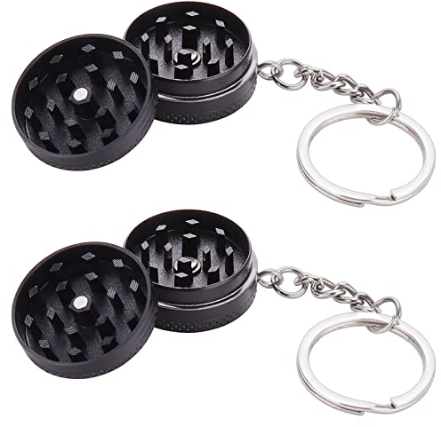 Kinstecks 2 STÜCKE Kräutermühle Mini-Aluminium-Gewürzmühle Gewürzmühle Perfekt für Feinschmecker, die kulinarische Exzellenz wünschen-Schwarz