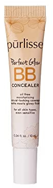 pūrlisse Perfect Glow BB Cream Concealer - Hydrating Under Eye Concealer with Jasmine and Goji & Hawthorn Berry - Oil Free Makeup for Dark Circles, Redness & Fine Lines - Light (0.34 oz)