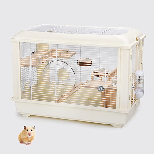 xixi-home Große Hamsterkäfige, 2-stöckiger Syrischer Hamster-Zwerghamsterkäfig mit Hamster-Zubehör, Kleintierkäfig für Rennmäuse, Chinchillas, 61 cm L x 35,6 cm B x 43,2 cm H (weiß (Eisennetz-Set))