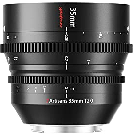 7artisans 35mm T2.0 Large Aperture Full Frame Cine Lens L-Mount, Manual Focus Low Distortion Cinema Lens Mirrorless Cameras Compatible for Sigma FP, Panasonic S1 S1H S5, Leica SL SL2, Black