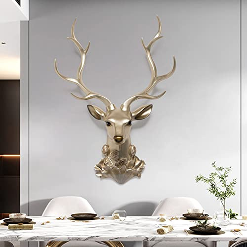 Vardeau Hirschkopf,Harz Hirschgeweih Deko Wandbehang Tierkopf Wand Dekoration,Wanddeko Geweih Modern,Skulptur Deko,Wohnzimmer Schlafzimmer Wand Skulptur Wandbehang Simulation (Size : 36x48cm)