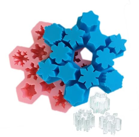 DOITOOL 2 Stücke Schneeflocke Silikon 3D Weihnachten Schneeflocke Eiswürfel Tablett Kuchen Fondant Formen Cupcake Topper Weihnachten Schokolade Süßigkeiten Keks Gummiartige Dekoration