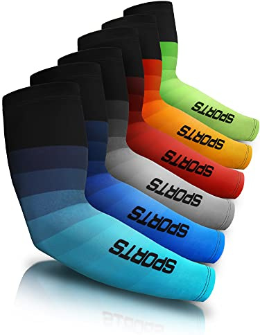 JenPen 6 Pairs Arm Sleeve UV Sun Protection Sleeves Cooling Sports Anti Slip Ice Silk Warmers Arm Covers for Men Women(Fresh)