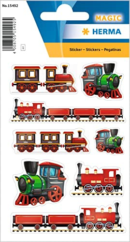 HERMA 15492 Lot de 8 autocollants train petits et grands véhicules avec motif de train, étiquettes pour enfants pour album photo, journal intime, album de poésie, scrapbooking, anniversaire,