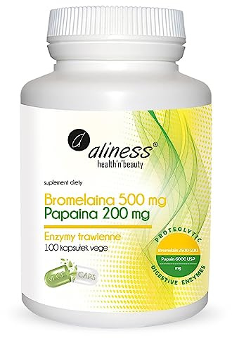 Aliness - Bromelain 500mg- Papain 200mg - Verdauungsenzyme - Entzündungen - Veganer - Vegetarier - Nahrungsergänzungsmittel - 100 kapseln (3 Monate)