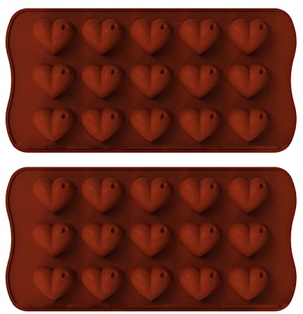 CTForest 2 moldes para tartas con forma de corazón de amor, forma de corazón en 3D, ideal para hacer chocolates en forma de corazón (silicona)