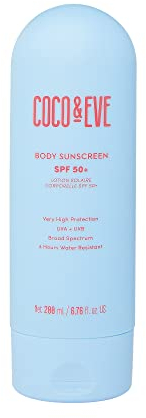 Coco & Eve Body Sunscreen SPF 50+ - Australian Made Natural Daily Broad Spectrum Sun Protection | Lightweight Moisturizing Water Resistant Lotion for Hydrating Glow | With Vitamin E and Aloe Vera