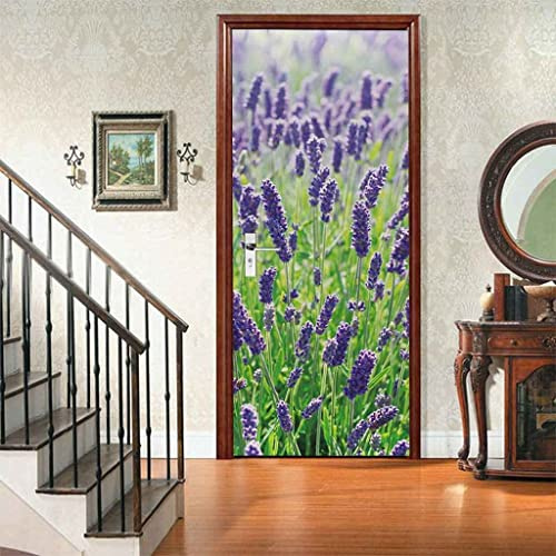 3D Türaufkleber Türtapete Selbstklebend Türposter Lavendel Lila Blütenpflanze 80 X 200 Cm Fototapete Türfolie Wasserdichte Abnehmbare Pvc Türtapete Innentür Schlafzimmer Küche Bad - Tür Fotos