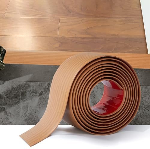 3 Meters PVC Floor Transition Strip Laminate Floor Cover Strips Self Adhesive PVC Floor Door Divider Strip Flat Laminate Profile Flooring Edge Trim Joining Strip Door Bar(5cm,Yellow Wood Grain)