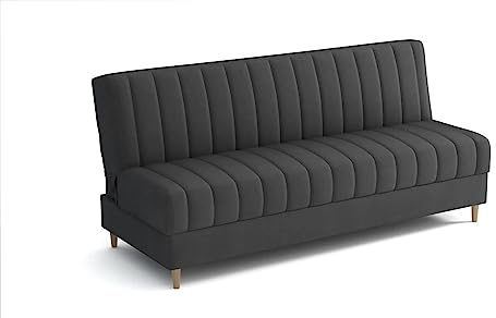 MEBLE-LUX Schlafsofa mit Bettkasten 175 cm Breit Klara, 2 Sitzer Sofa mit Schlaffunktion, Schlafcouch mit Stauraum, Klappsofa Federkern, Einfacher Klappmechanismus, Klappsofa Grau