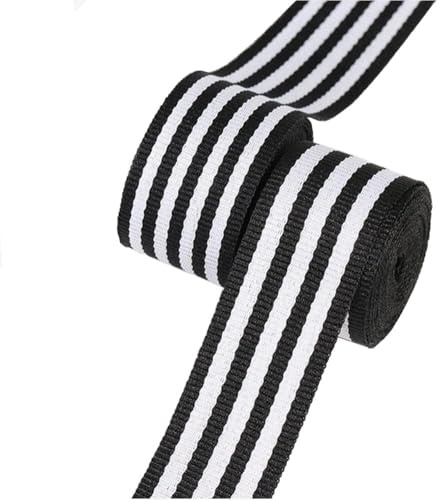 Nastro a righe in grosgrain a righe bianche e nere per abbigliamento, abbellimenti, confezioni di bouquet, bomboniere, regali di Capodanno, fai da te, artigianato, decorazioni (25 mm x 45 m)