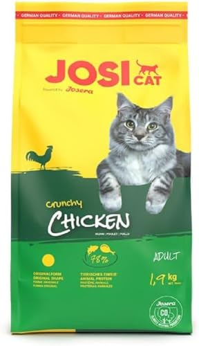 JosiCat Crunchy Chicken (1 x 1,9 kg) | Adult | Premium Trockenfutter für Katzen | mit zartem Hühnchen & wertvollen Fettsäuren | Powered by JOSERA | Katzenfutter | Alleinfuttermittel | 1er Pack