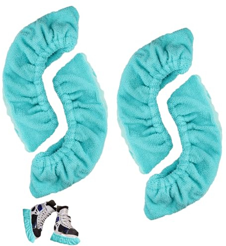 4Pz Coprilama per Ghiaccio, Proteggi per Lame per Pattini da Hockey, Elastici Proteggi Lama per Pattini da Ghiaccio Ice Skate Blade Cover per Uomo Donna Ragazzo Ragazza (Blu, Taglia S)