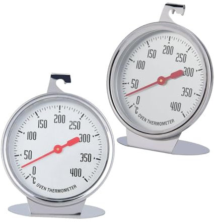 2Pcs Stainless Steel Oven Thermometer, Oven Thermometer for Inside Kitchen Dial Oven Thermometer Portable Food Cooking Baking Temperature 0-400℃ Measurement Range for Grill Smoker BBQ Pizza