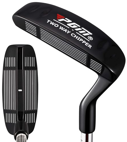 PGM Club de golf chipper bidirectionnel pour hommes et femmes, ambidextre pour gauchers et droitiers, haute tolérance pour des coups d'approche courts faciles (noir)
