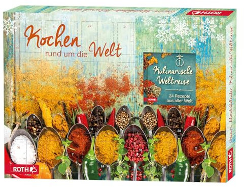 Bio-Gewürz - Adventskalender Kulinarische Weltreise: 24 Bio-Gewürze und Buch mit passenden Rezepten verschiedener Länder