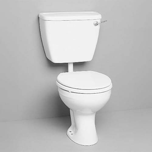 Modern Round/Oval White Ceramic Bathroom Low Level Toilet Pan, Single Lever 6 Litre Flush Cistern & Soft Close Heavy Duty Quick Release Seat
