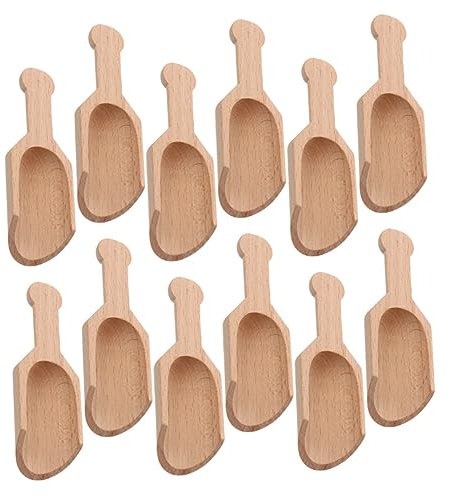 FUNOMOCYA Wooden Mini Spoons Comfortable to Hold and Multipurpose for Kitchen Use 12pcs for Tea, Milk Powder, Seasoning, Suitable for Families and Supermarkets