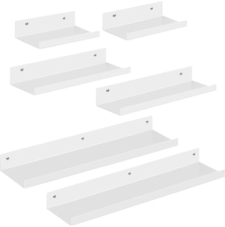 EUGAD Wandregal 6er Set, Regal für Wand, Hängeregal aus Metall, Weiß | Schweberegal Industrie-Design, schwebendes Regal für Wohnzimmer Küche