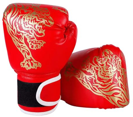 Guanti da boxe per bambini, da 6 oz, per boxe, per Muay Thai, MMA, arti marziali, kickboxing, sparring da 5 a 10 anni (rosso)