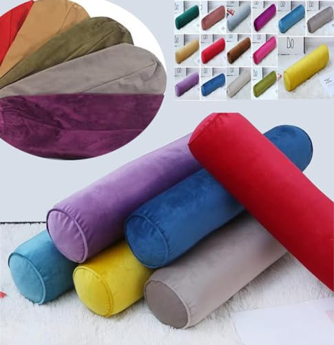 Funda de almohada de terciopelo para el cuello, súper suave y acogedora, funda de almohada redonda de lujo (solo funda), funda de almohada refrescante (café, 15 x 60 cm)